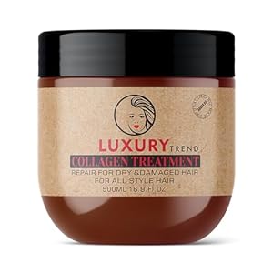 Collagen Hair Mask for Damaged Hair – Hydrating and Repairing Formula, Promotes Growth and Thickness – Ideal for Curly and Dry Hair, 16.9 oz