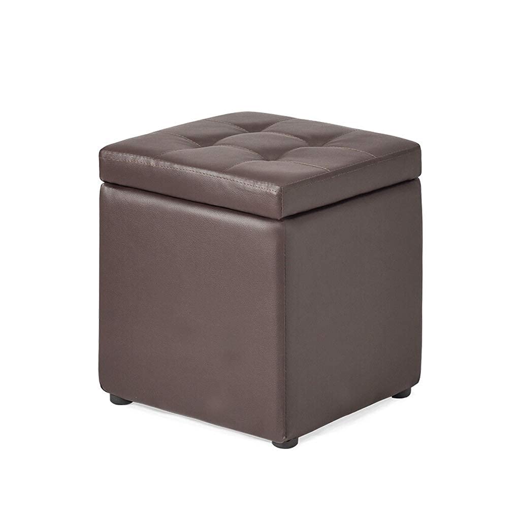 Pouf ottoman cube de rangement en simili cuir pour salon et chambre