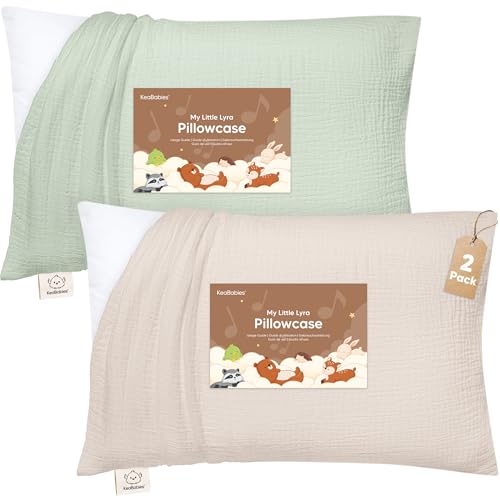 Image of KeaBabies Cotton Muslin Toddler Pillowcase 13x18 Only, 2-Pack (Sage)