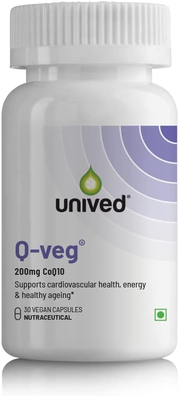 Q-Veg, Natural Fermented CoEnzymeQ10 for Heart Health & Potent Anti-oxidant Activity, Highly Bio-Available with Piperine, 200mg Elemental CoQ10-30 caps