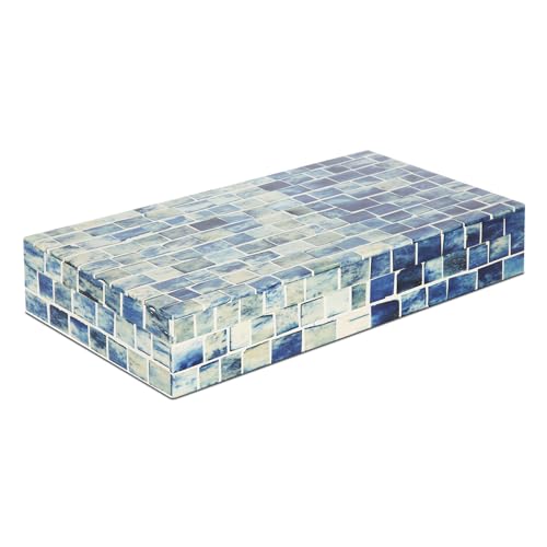 Handicrafts Home Handmade Indigo Pattern Decorative Box - Storage Organizer, Decor Centrepiece, Memory Keepsakes, Home Decor - Boho Style Treasure Box, Multipurpose Gift - 12x6x2