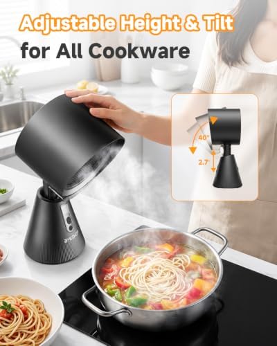 Portable Range Hood, Exhaust Fan with Telescoping Height & 40° Tilt Low Noise 52dB with LED Light(Emerald Black) - 2