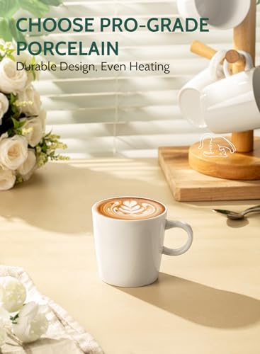 Image of Sweese 5oz Porcelain Espresso Cups Set of 4, Mini Coffee Mugs Demitasse Cups - White