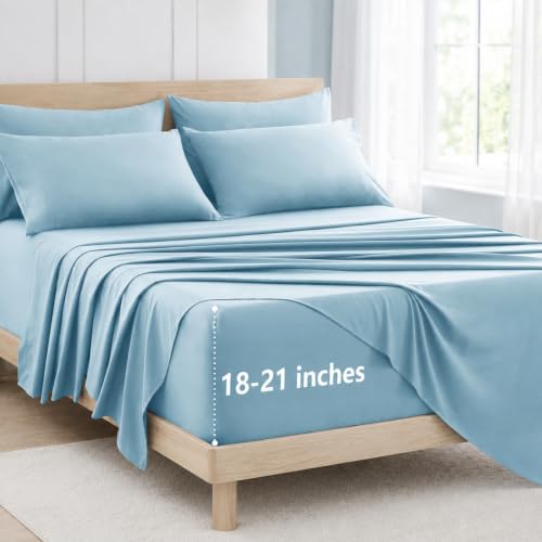 Image of CozyLux 6-Piece Queen Sheet Set, Fits 18-21 Inch Mattresses, Oeko-TEX
