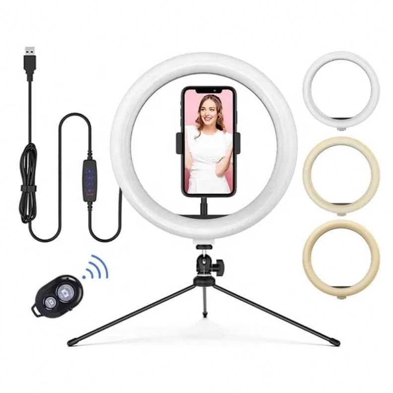 SINT Led Ring Light 10" with Tripod Stand & Phone Holder for Live Streaming & YouTube Video TIK-Tok, Dimmable Desk Makeup Ring Light for Photography, Shooting with 3 Light Modes & 10 Brightness Level