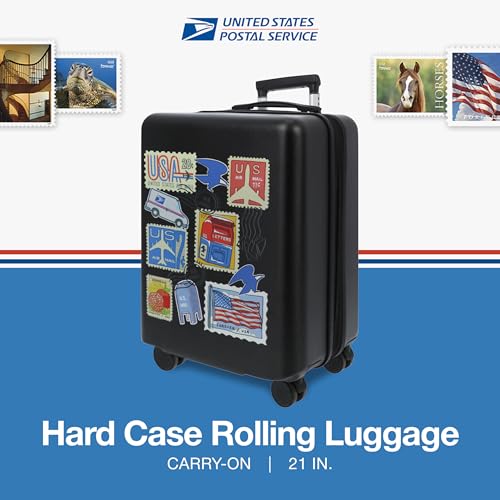FUL USPS 22.5 Inch Carry On Luggage, U.S Mail Hardshell Rolling Suitcase with Spinner Wheels, Black2
