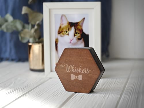 Image of Personalized Pet Hair Keepsake Box for Dog and Cat Fur - Engraved Wood Memorial Box - Unique Customized Gift for Loss of Furry Friend Wooden (Dark Diamand Wood Lid)