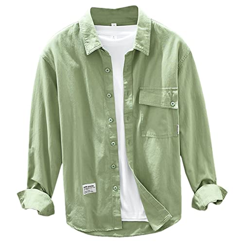 Chemise en coton Vsadsau pour homme ample de couleur unie avec poches 1316 Gn XXL