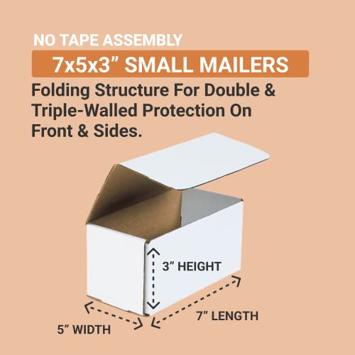 Aviditi Mailer Boxes Small 7"L X 5"W X 3"H, 50-Pack | Corrugated Cardboard Box For Moving, Shipping And Storage 753 #TOP1