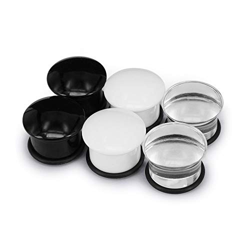 3 Pares Tapones Para Los Oídos Dilatación Acrílico Flare Expansor de Túneles Piercing Orejeras Con Junta Tórica Ear Plug Cover