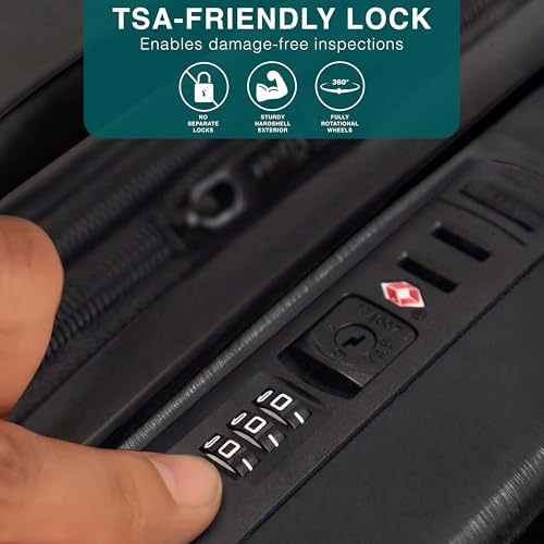 Image of 28 Inch Luggage with Spinner Wheels, Hard Shell Suitcase with TSA Locks for Luggage, Travel Large Suitcase, Expandable Hard Shell Suitcases, Black