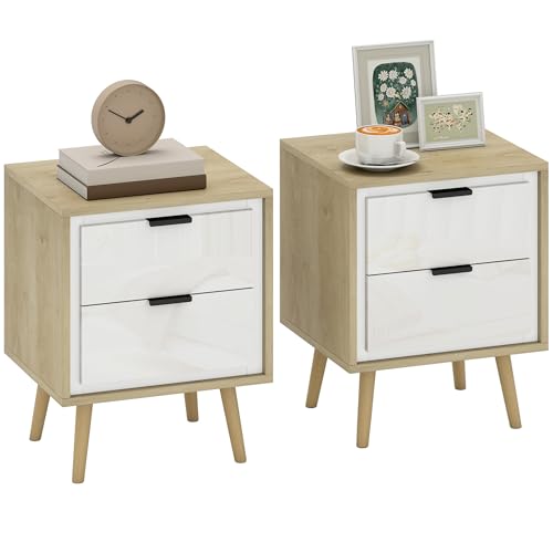 HOMCOM Juego de 2 Mesitas de Noche Modernas