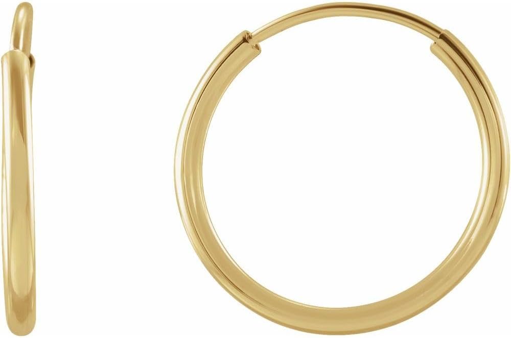 Solid 14k Yellow Gold 12mm Tube Hoop Huggie Earrings (12mm x 1mm)