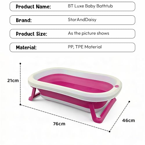 Image of StarAndDaisy Baby Bath Tub for 0 to 5 Years /Bath Tub for Kids 0-3 Years, Tub for Girls & Boys with Foldable Legs, Easy to Store -Pink