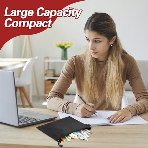 6 Stück Geldtasche, 24 x 18 cm Geldtaschen Banktasche Wasserdichte Geldmappe Schwarz Bankmappe mit Reißverschluss Dokumententasche A5 für Haushalt Business Schule