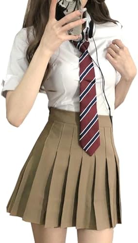 QOOLYㅤ] コスプレ 制服 セット 女子高生 3点セット 半袖シャツ リボン 