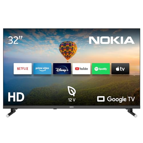 Nokia 32 Zoll (80 cm) Google TV HD 12V (WLAN, Triple Tuner DVB-C/S2/T2, Google Assistant, YouTube, Netflix, DAZN, Prime Video, Disney+) – HN32GE320C - 2023