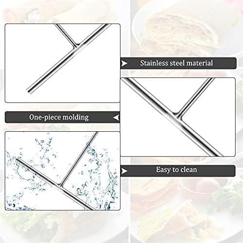 Dytiying Crepe Spreader Stainless Steel T-Shaped Crepe Batter Spreader Tool Metal Kitchen Cooking Utensils Tools Silver for Making Breakfast Pancakes (Small)