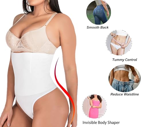 Image of Hioffer 328 Thong Shapewear Tummy Control For Women High Waist Body Shaper | Seamless Waist Cincher Girdle,Slimmer Sexy Thong Panty Shapewear,Stomach Compression For Wedding Party Dress