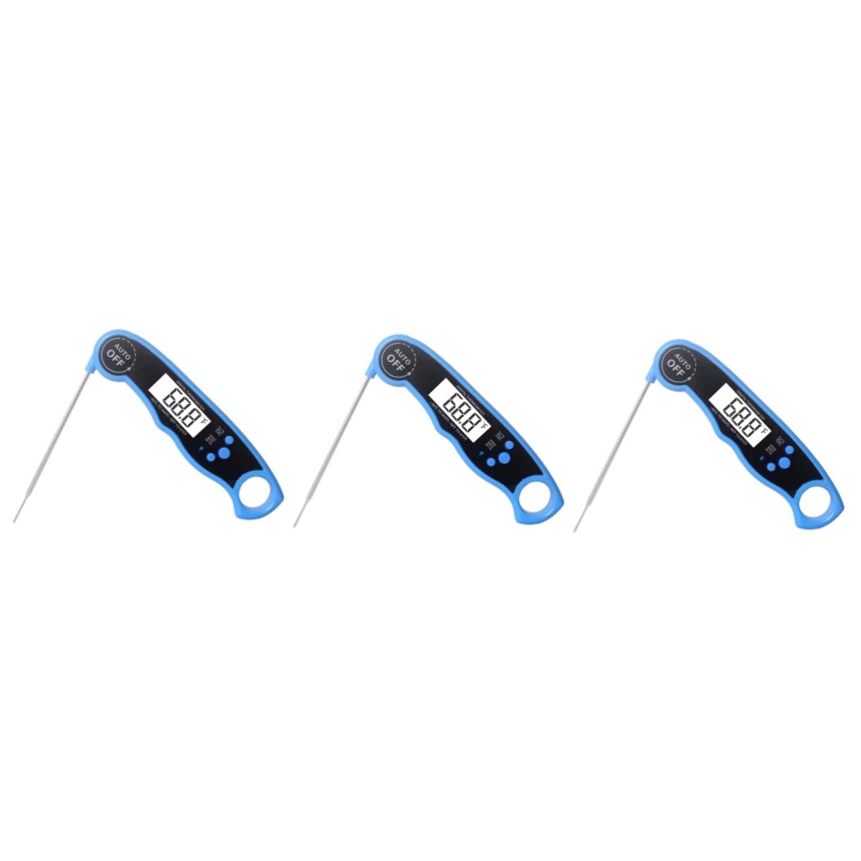 MAGICLULU 3piezas Termómetro Digital Instantáneo Para Cocina Con Retroiluminación y Calibración Azul Para Medición Rápida De Carnes y Alimentos
