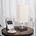 aooshine Bedside Table Lamp USB, Modern Desk Lamp, Solid Wood Nightstand Lamp with Unique Shade and Havana Brown Wooden Base, Ambient Light and Useful USB Charging Port Perfect for Bedroom or Office