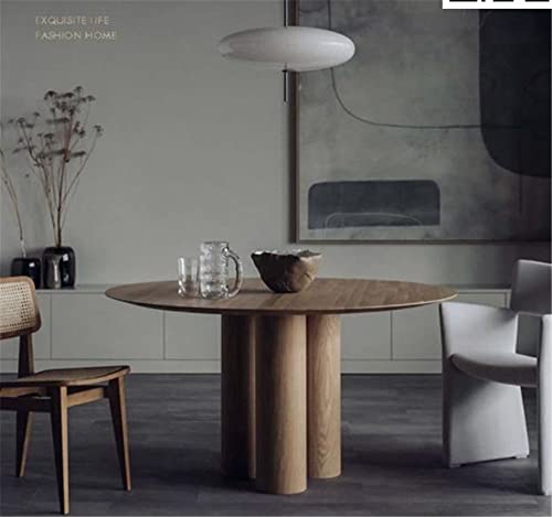 Niuyao Modern Round Solid Wood Dining Table, 51" W Circular Tabletop With 3 Legs Pedestal For Dining Room Kitchen Leisure Coffee Table -Light Wood #TOP2