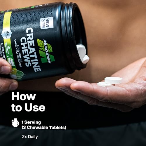 Image of MuscleTech | Creatine Chews | Creapure Monohydrate Supplement for Muscle Recovery, Muscle Builder & Energy Boost | Pre Workout Supplement for Men & Women | Citrus Birst | 90 chewable Tablets