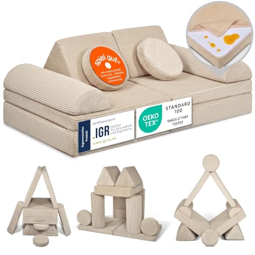 Linodino® Spielsofa Cord, Kindersofa-Bausteine, Kindercouch, Stapelsteine