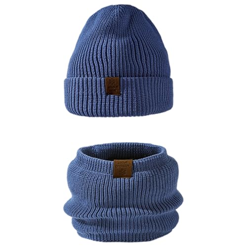 Gorro de punto y bufanda de invierno sin ala con doble capa
