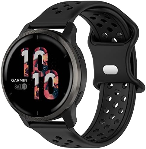 Geageaus 22mm Silicone Band Compatible with Samsung Galaxy Watch 46mm/Gear S3 Classic Frontier/Huawei Watch GT 46mm/Watch GT 2 46mm/ Ticwatch Pro/E2/S2(Black,22mm)