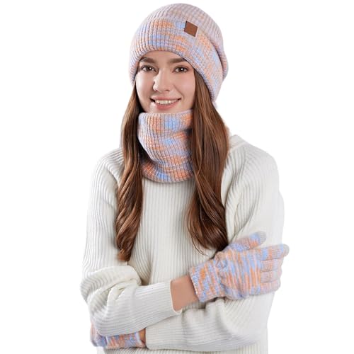 Ensemble écharpe bonnet gant femme pour moto, running et ski