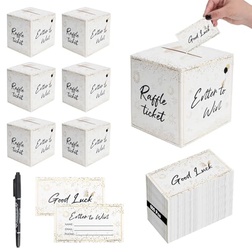 Zebrabox 6 Pack Raffle Boxes with Raffle Ticket Cards,600 Cards