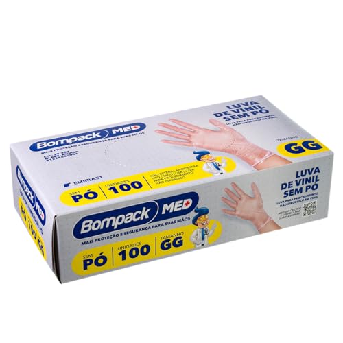 Luva Vinil Sem Po para Procedimento Gg Com 100uni Bompack