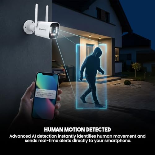 Image of Consistent 3MP Wi-Fi Bullet Outdoor Camera | STQC Certified Security Camera | Full Color Night Vision | Human Detection | 2-Way Audio | 10X Zoom | IP66 Waterproof | Memory Card & Cloud.