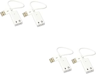UKCOCO 4 pcs computer sound card USB sound card adapter USB sound card for laptop external audio card external sound card for laptop USB sound card 7.1 white stand-alone computer Desktop