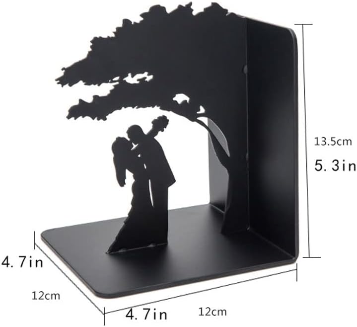 Bookends Book Ends for Shelves Hollow-Out Metal Art Bookends Decorative Book Ends Heavy Duty Home Office Book Stoppers Book Holders Desktop Decoration Organizer Decorative Bookends (Color : F)