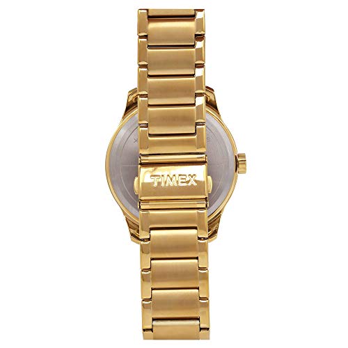 Image of TIMEX Empera Analog Watch for Man with Black Round Dial & Gold Stainless Steel Bracelet Band Water Resistant Men's Wrist Watches - TW0TG7603