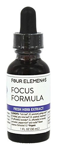 Focus Formula Tincture Blend Four Elements Organic Herbals 1 oz Liquid