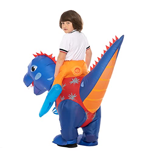 Ihgyt Inflatable Dinosaur Costume For Kids, Blow Up Dinosaur Costume For Boys And Girls, T Rex Costume Riding Blue Dinosaur Costume, Halloween Funny Party Outfits Kids. #TOP5