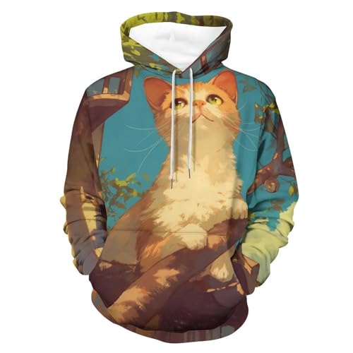 Hoodie chat dans un arbre sweat à capuche manches longues S