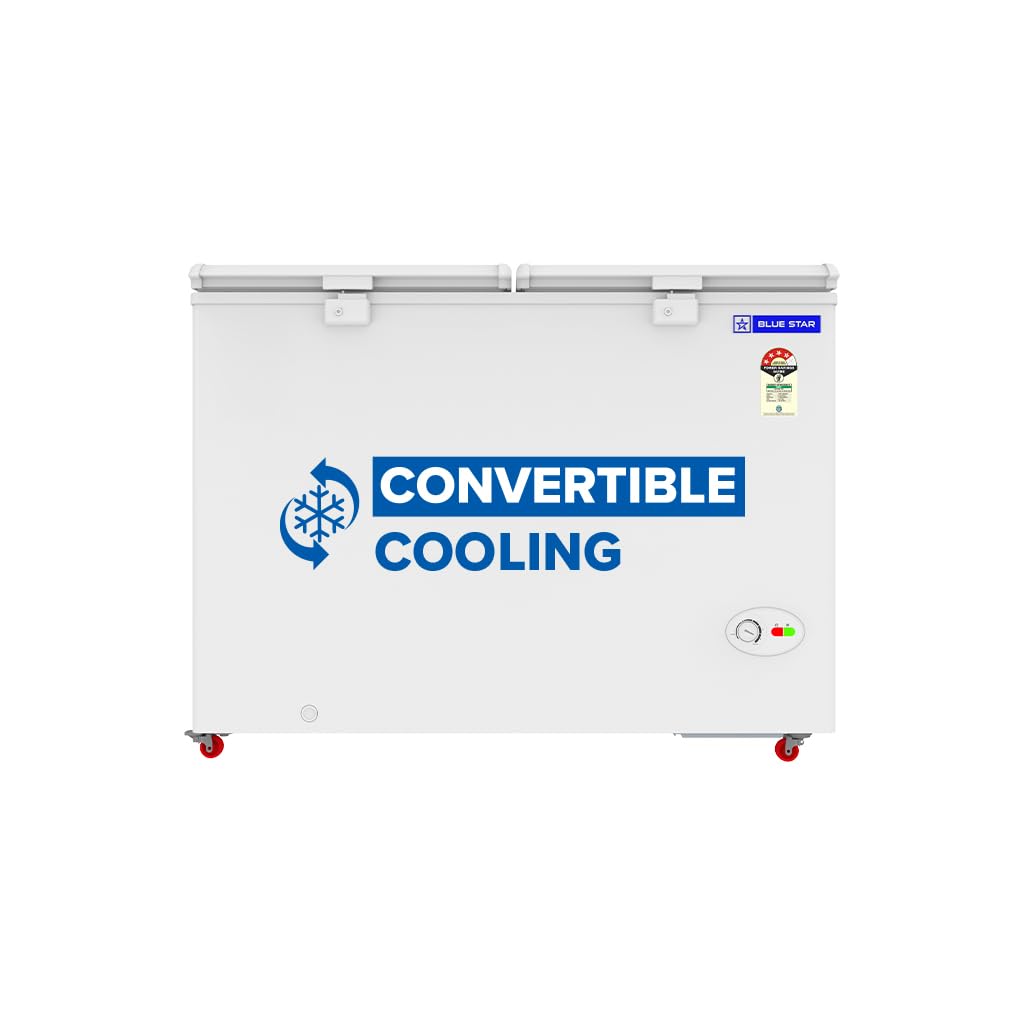 Blue Star HT4-N350, 350 Liter Hard Top Double Door Deep Freezer (310 Liter, White, 4-star)
