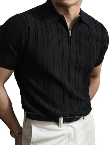Recopilación de Polos para Hombre los más solicitados. 48 IEYGFAA Polo para Hombre, Polo de Manga Corta de Punto con Cremallera, Ligeras, de poliéster Suave, con Cuello, Camisetas de Golf Casuales de Moda