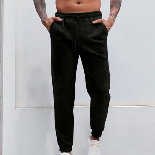 Mens Waffle Sweatpant Casual Stretch Textured Lightweight Loose Fit Workout Trousers Drawstring Athletic Jogger Pants3