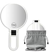 Dolovemk Travel Makeup Mirror with Stand Double Side Folding Hand Held Mirror 10x Magnification,H...