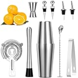 FoiiLiio Boston Cocktail Shaker Set,10 pcs Coktailmixset,Edelstahl Cocktail Set...