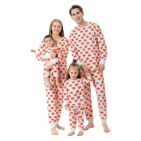 Alaurbeauty Holiday Womens Pants Set Mens Pants Set Girls Pant Sets Halloween Loose Long Trouser Set for Dad Mom Kids Baby(Orange Fruit Pants Set,6-9 Months) Cover