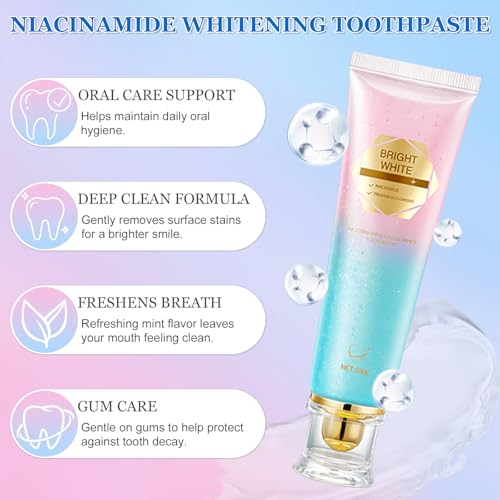 2 Stück Niacinamid Whitening Zahnpasta, Natürliche Zahnpasta Weisse Zähne, Zahnschmelz Reparatur und Intensive Aufhellung, Fördert eine Zahnaufhellung & Frischer Atem – Bild 3