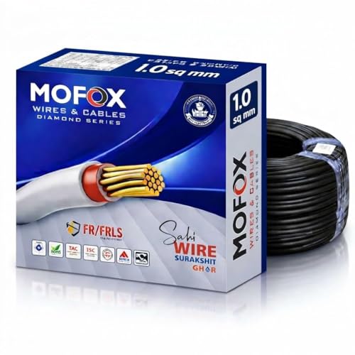 Image of MOFOX Diamond Series FR /FRLS Electrical Wire, Multi-Strand Copper Conductor 90 Meter (BLACK, 1.00 SQ MM)