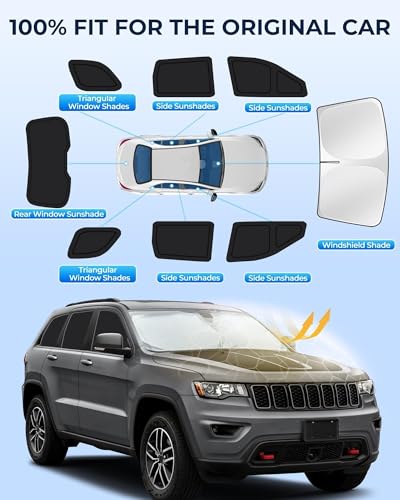 Image of for Jeep Grand Cherokee 2011-2021 Car Window Shades, 8pcs Privacy Sun Shade Set for Front Windshield Side and Rear Windows, Full Window Covers Keeps Vehicle Cool for Camping Napping