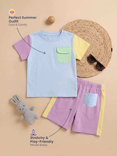 Image of POLKA TOTS 100% Pure Cotton T-Shirt and Shorts Combo For Boys | Summer Dress & Beach Wear for Boys and Toddlers | Breathable Premium Fabric Co-Ord Set Kids | Relaxed Fit Casual Summer Outfit for Kids